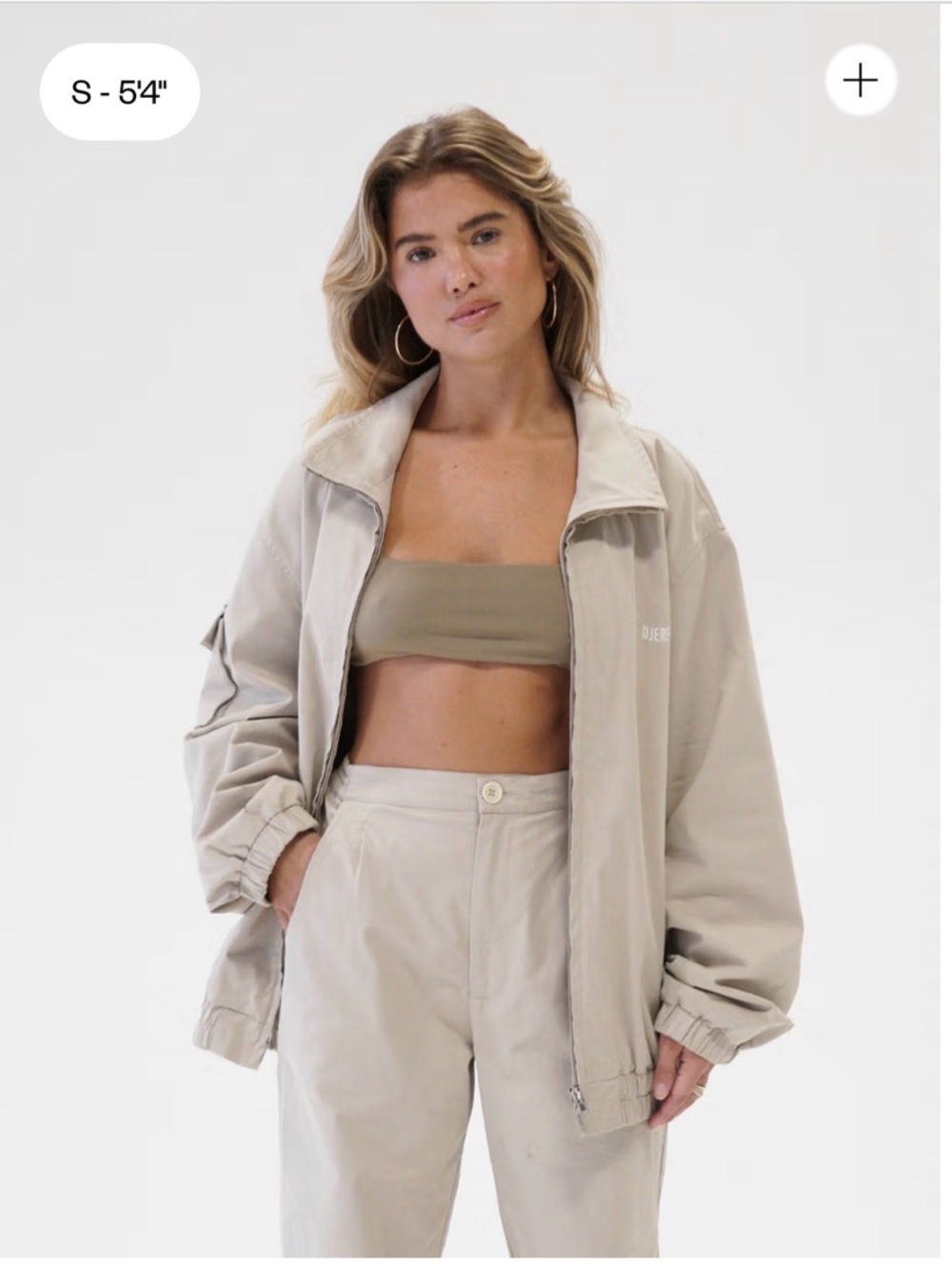 Djerf Avenue Cotton on The Go Jacket Sand-Size small